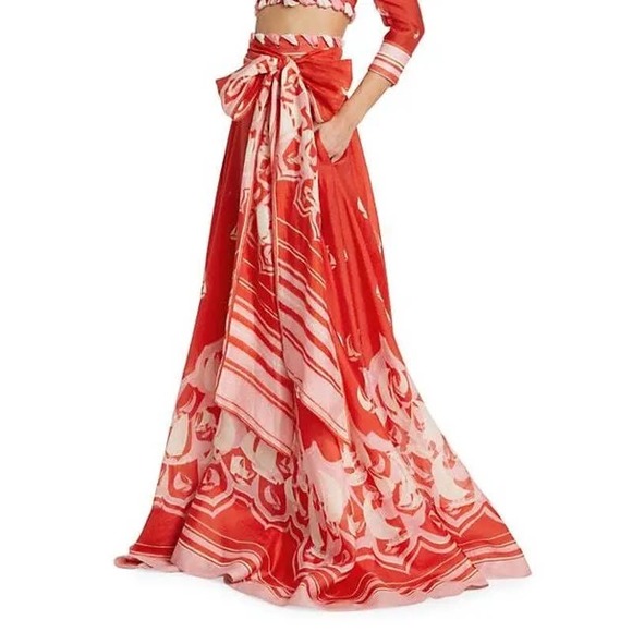 Zimmermann's High Tide tie-waist skirt is crafted of linen and silk. Size 0 - Picture 2 of 9